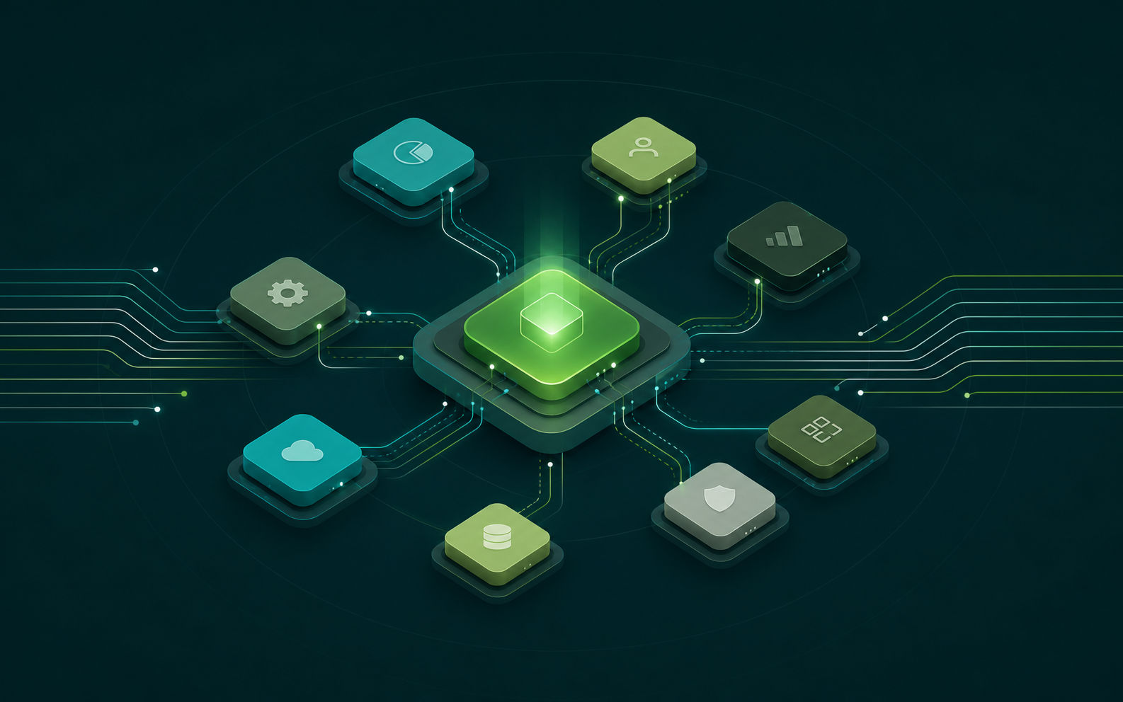 Application modules connected through automated product workflows